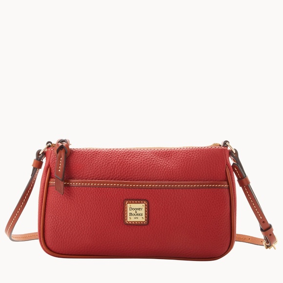 Dooney & Bourke Handbags - Dooney & Bourke Pebble Grain Lola Pouchette Crossbody - Red
